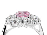 White gold Fancy Pink Cushion Cut Halo Cluster Diamond Ring with Pave Band and Four-Prong Setting_22