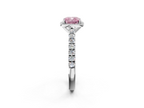 White gold Fancy Pink Cushion  Cut Halo Diamond Engagement Ring with Pave Band and Four-Prong Setting_30
