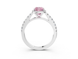 White gold Fancy Pink Cushion  Cut Halo Diamond Engagement Ring with Pave Band and Four-Prong Setting_31