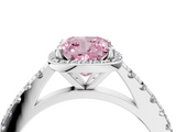 White gold Fancy Pink Cushion  Cut Halo Diamond Engagement Ring with Pave Band and Four-Prong Setting_32