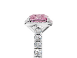 White gold Fancy Pink Cushion  Cut Halo Diamond Engagement Ring with Pave Band and Four-Prong Setting_33