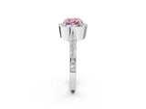 White gold Fancy Pink Cushion Cut Halo Diamond Engagement Ring with Split Shank Band and Four-Prong Setting_14