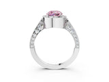 White gold Fancy Pink Cushion Cut Halo Diamond Engagement Ring with Split Shank Band and Four-Prong Setting_15