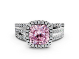 White gold Fancy Pink Cushion  Cut Halo Diamond Engagement Ring with Split Shank and Four-Prong Setting_20