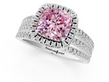White gold Fancy Pink Cushion  Cut Halo Diamond Engagement Ring with Split Shank and Four-Prong Setting_21