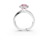 White gold Fancy Pink Cushion  Cut Halo Diamond Engagement Ring with Split Shank and Four-Prong Setting_22