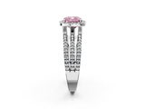 White gold Fancy Pink Cushion  Cut Halo Diamond Engagement Ring with Split Shank and Four-Prong Setting_22