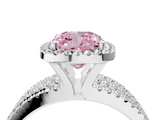 White gold Fancy Pink Cushion  Cut Halo Diamond Engagement Ring with Split Shank and Four-Prong Setting_23