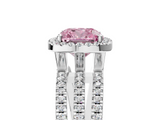 White gold Fancy Pink Cushion  Cut Halo Diamond Engagement Ring with Split Shank and Four-Prong Setting_25