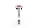 White gold Fancy Pink Cushion  Cut Halo Diamond Pave Band Ring with Four-Prong Setting_45