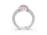 White gold Fancy Pink Cushion  Cut Halo Diamond Pave Band Ring with Four-Prong Setting_47
