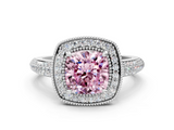 White gold Fancy Pink Cushion  Cut Halo Diamond Pave Band with Four-Prong Setting_37