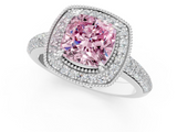 White gold Fancy Pink Cushion  Cut Halo Diamond Pave Band with Four-Prong Setting_38