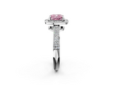 White gold Fancy Pink Cushion  Cut Halo Diamond Pave Band with Four-Prong Setting_39