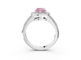 White gold Fancy Pink Cushion  Cut Halo Diamond Pave Band with Four-Prong Setting_40