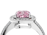 White gold Fancy Pink Cushion  Cut Halo Diamond Pave Band with Four-Prong Setting_41