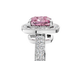 White gold Fancy Pink Cushion  Cut Halo Diamond Pave Band with Four-Prong Setting_42