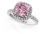 White gold Fancy Pink Cushion Cut Halo Diamond Pave Band with Prong Setting_13