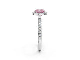 White gold Fancy Pink Cushion Cut Halo Diamond Pave Band with Prong Setting_14