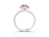 White gold Fancy Pink Cushion Cut Halo Diamond Pave Band with Prong Setting_15