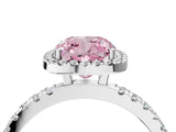 White gold Fancy Pink Cushion Cut Halo Diamond Pave Band with Prong Setting_16