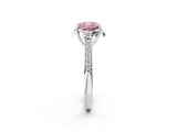 White gold Fancy Pink Cushion  Cut Halo Diamond Ring with Channel Set Band and Four-Prong Setting_22