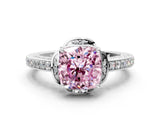 White gold Fancy Pink Cushion  Cut Halo Diamond Ring with Channel Set Band and Four-Prong Setting_32