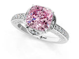 White gold Fancy Pink Cushion  Cut Halo Diamond Ring with Channel Set Band and Four-Prong Setting_33
