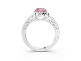 White gold Fancy Pink Cushion  Cut Halo Diamond Ring with Channel Set Band and Four-Prong Setting_35