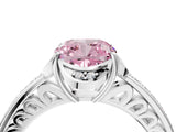 White gold Fancy Pink Cushion  Cut Halo Diamond Ring with Channel Set Band and Four-Prong Setting_36