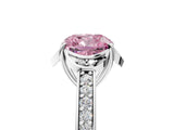 White gold Fancy Pink Cushion  Cut Halo Diamond Ring with Channel Set Band and Four-Prong Setting_37