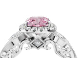 White gold Fancy Pink Cushion Cut Halo Diamond Ring with Milgrain and Bezel Accents on a Split Shank Band_28
