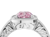 White gold Fancy Pink Cushion  Cut Halo Diamond Ring with Pavé Band and Four-Prong Setting_72
