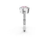 White gold Fancy Pink Cushion  Cut Halo Diamond Ring with Pavé Band and Milgrain Prong Setting_34