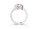 White gold Fancy Pink Cushion  Cut Halo Diamond Ring with Pavé Band and Milgrain Prong Setting_35
