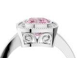 White gold Fancy Pink Cushion  Cut Halo Diamond Ring with Pavé Band and Milgrain Prong Setting_36