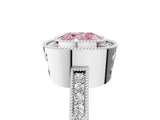 White gold Fancy Pink Cushion  Cut Halo Diamond Ring with Pavé Band and Milgrain Prong Setting_37
