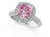 White gold Fancy Pink Cushion Cut Halo Diamond Ring with Pavé Band_37