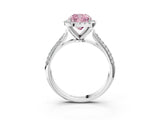 White gold Fancy Pink Cushion Cut Halo Diamond Ring with Pavé Band_39