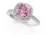 White gold Fancy Pink Cushion  Cut Halo Diamond Ring with Pave Band and Four-Prong Setting_25