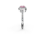 White gold Fancy Pink Cushion  Cut Halo Diamond Ring with Pave Band and Four-Prong Setting_26