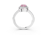 White gold Fancy Pink Cushion  Cut Halo Diamond Ring with Pave Band and Four-Prong Setting_27