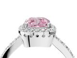 White gold Fancy Pink Cushion  Cut Halo Diamond Ring with Pave Band and Four-Prong Setting_28