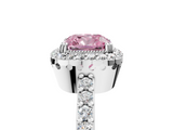 White gold Fancy Pink Cushion  Cut Halo Diamond Ring with Pave Band and Four-Prong Setting_29