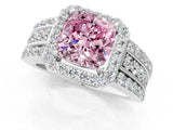 White gold Fancy Pink Cushion Cut Halo Diamond Ring with Round  Split Shank and Prong Setting_147