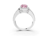 White gold Fancy Pink Cushion Cut Halo Diamond Ring with Round  Split Shank and Prong Setting_149