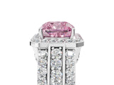 White gold Fancy Pink Cushion Cut Halo Diamond Ring with Round  Split Shank and Prong Setting_150