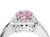 White gold Fancy Pink Cushion Cut Halo Diamond Ring with Round  Split Shank and Prong Setting_150