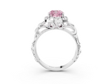 White gold Fancy Pink Cushion  Cut Halo Diamond Ring with Scrollwork Band and Four-Prong Setting_90