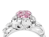 White gold Fancy Pink Cushion  Cut Halo Diamond Ring with Scrollwork Band and Four-Prong Setting_91